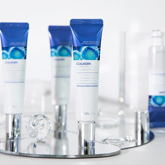 Farmstay Collagen Water Full Moist Rolling Eye Serum - Under Eye Serum Reduces Wrinkles and Fine Lines - Skincare Product with Shea Butter - 0.84 oz