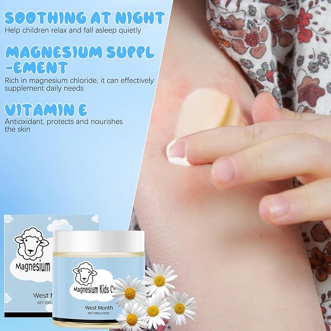2Pcs Magnesium Lotion for Kids, Juniors Bedtime Lotion By 8 Sheep Kids, Magnesium L otion For Sleep, Gentle Natural Calming Cream for Restful Sleep, Relaxation (200g/7.06oz)