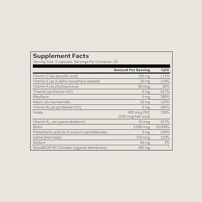 The Nue Co. GROWTH Phase Supplement, Supports Hair Growth, Reduces Breakage, Thicker & Fuller Hair, Contains Vitamins, Reishsi Mushrooms, Proteins & Adaptogens, Vegan, Gluten Free, 30 Capsules