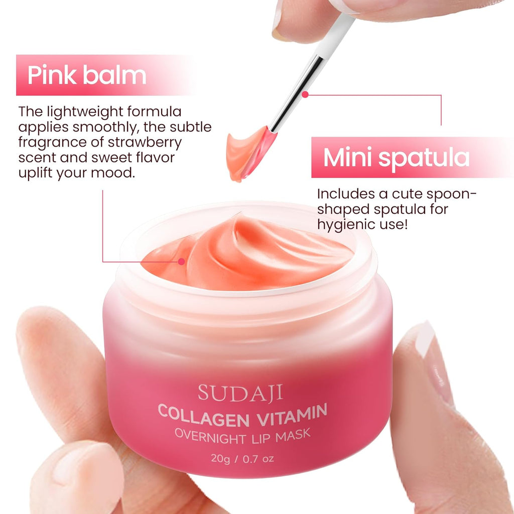 Lip Mask Overnight, Hydrating Lip Balm, Lip Moisture with Hyaluronic Acid & Vitamins E, A- Sleeping Nourishing Lip Butter Balm for Dry Lips 0.7 Oz