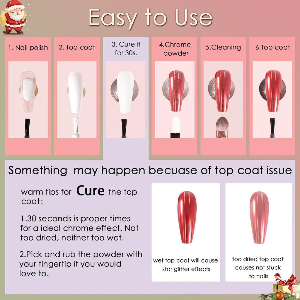 Allstarry Chrome Nail Powder 4 Colors Metallic Mirror Effect Pigment Chrome Iridescent Nail Glitter Magic Unicorn Glitter Dust Kit for Gel Polish Nail Art Decoration Resin Craft, Festivals