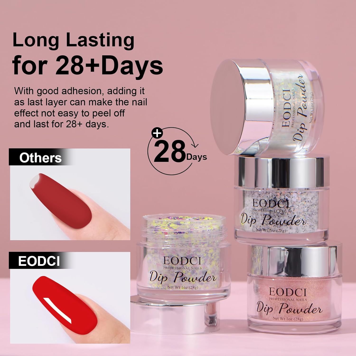 Nail Dip Powder Colors, Butterfly Glitter Silver - DIY Nail Art Starter Kit - No Lamp Needed - 1 oz