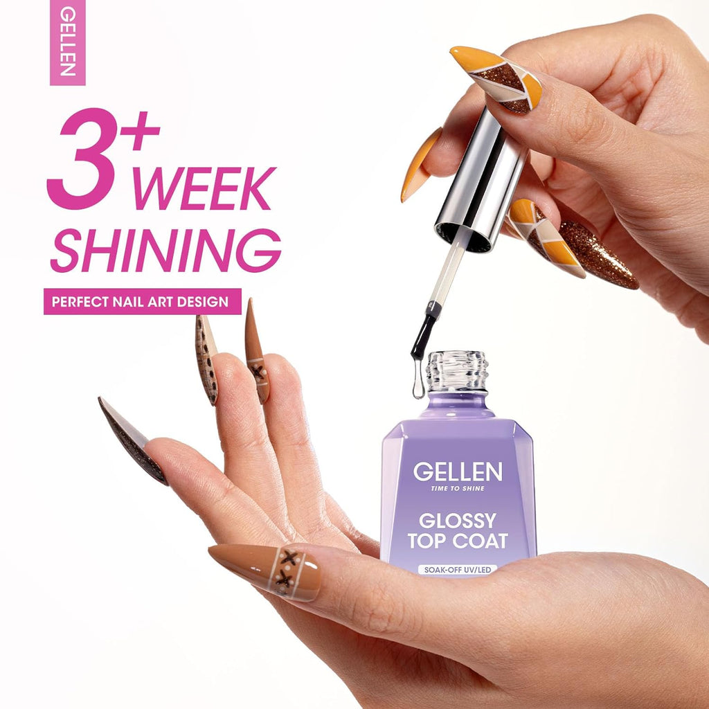GELLEN Builder Nail Gel with Gel Top Coat Base Coat, 3 Pcs 18ml Top Coat Nail Polish Set, Soak Off Hard Builder in A Bottle for Nail Extension Strengthen Manicure Salon at Home