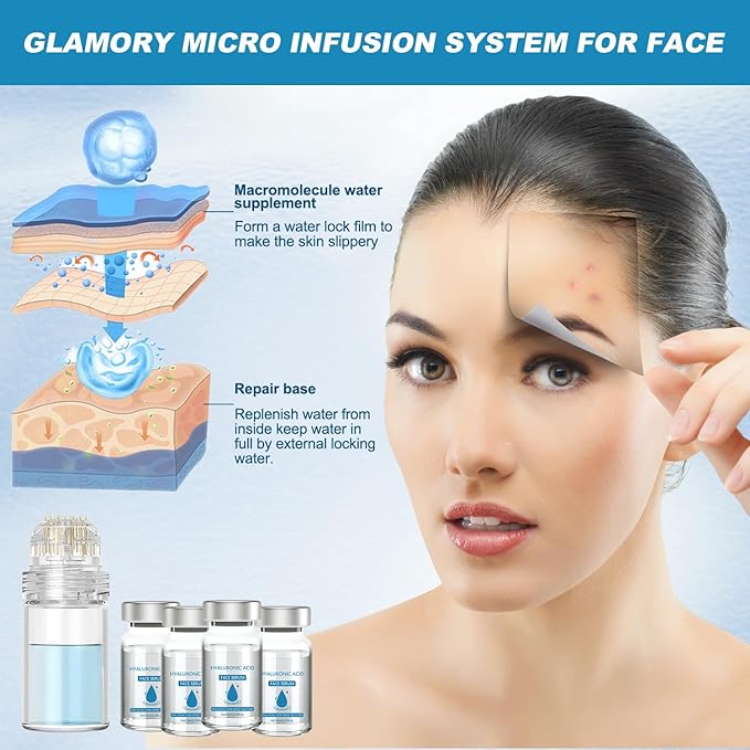 Micro Infusion System for Lips, Micro System for Face, SerumSmooth Skin Facial Serum for All Skin Types (1*Micro System Tool+4* Face Serum)