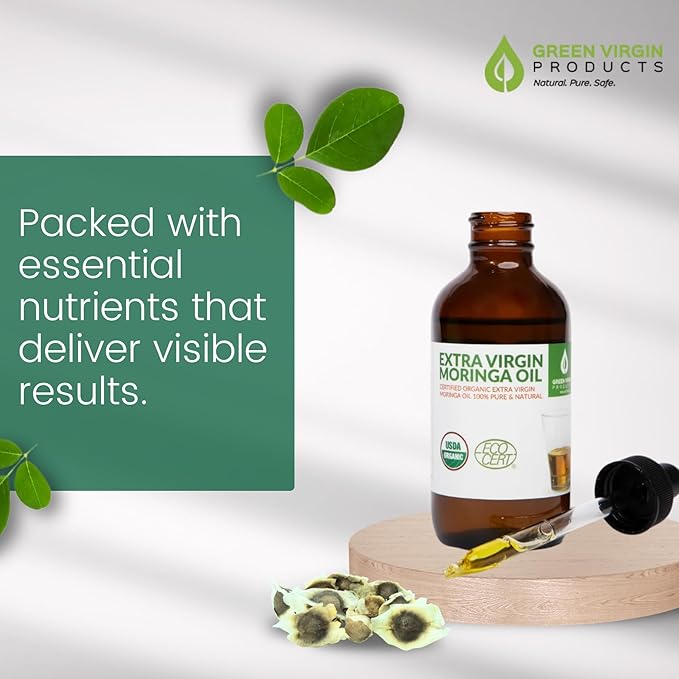 Organic Moringa Oil, Cold Pressed, Extra Virgin, 100% Pure, Food Grade (1 Fl Oz)