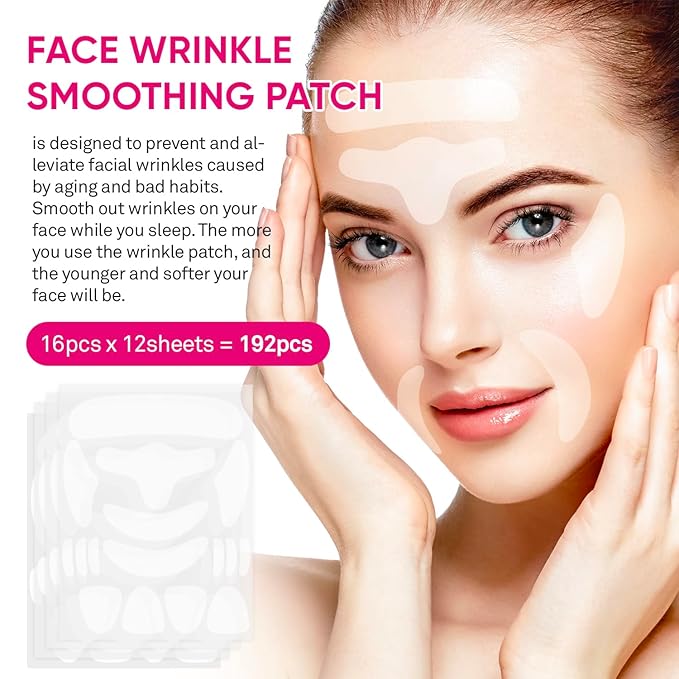 Facial and Forehead Wrinkle Patches: Face Wrinkle Treatment for Forehead, Smile Line, Under Eye- Anti Wrinkle Patches 192pcs
