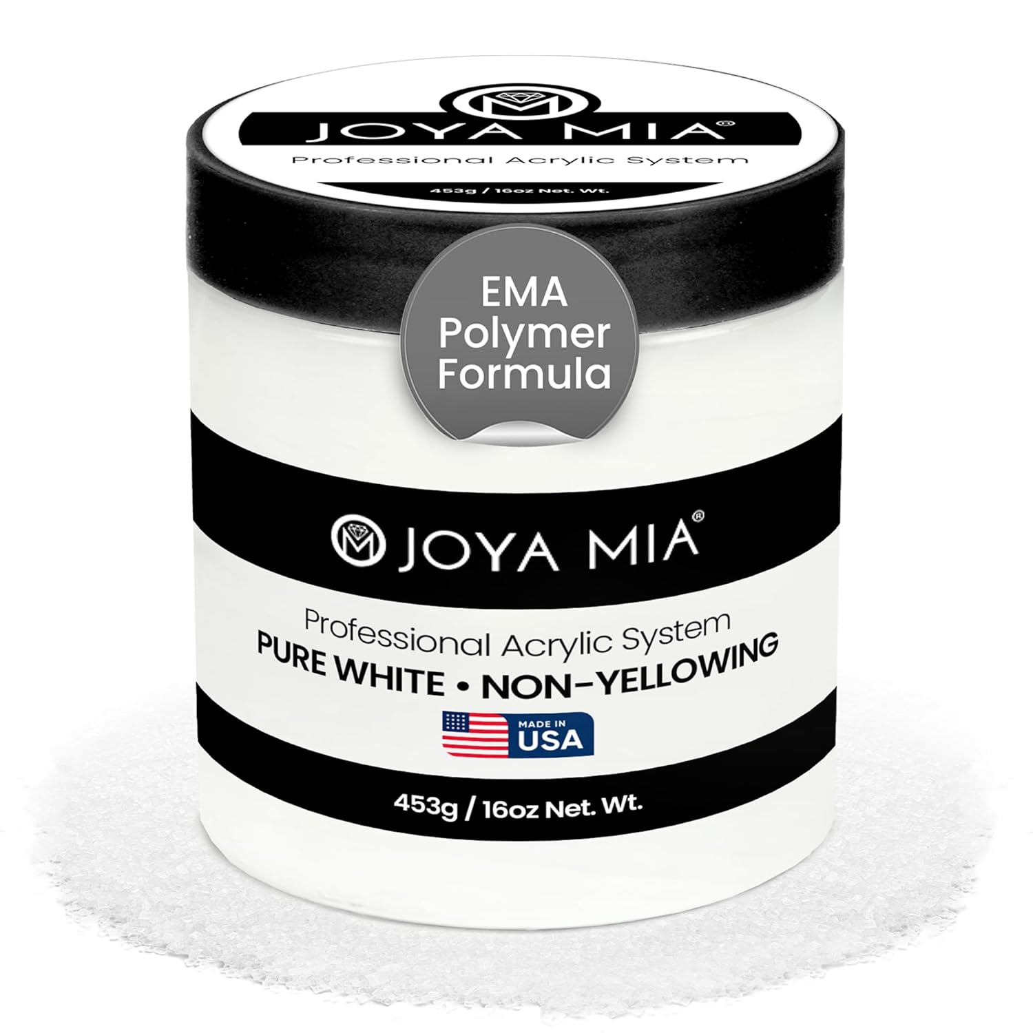 Joya Mia Acrylic Powder for Nails, MMA-Free, Super Adhesion Professional Powder for Flawless & Long-Lasting Nail Enhancements, Easy Application, Vibrant & Stunning Colors - Pure White, 16 oz