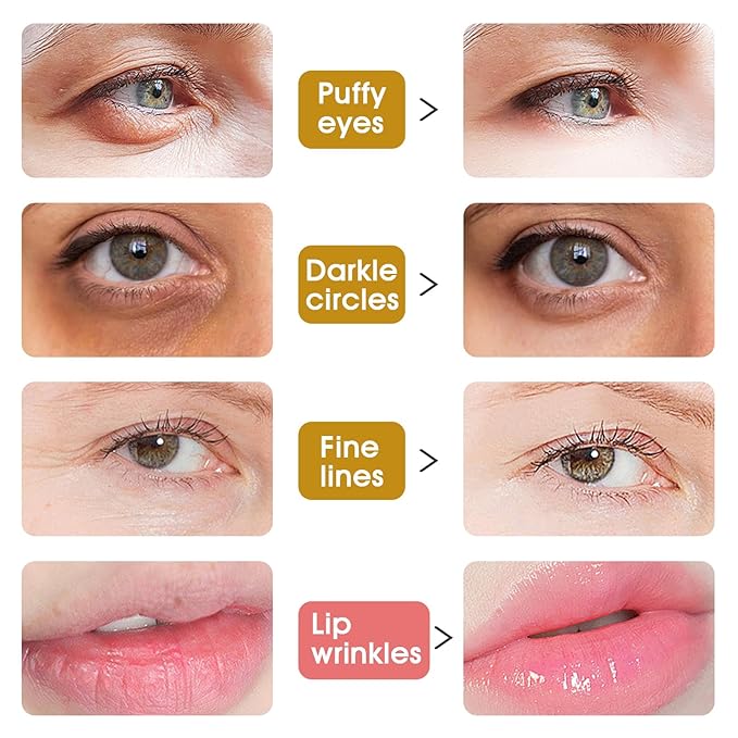 Adofect 40 Pairs Under Eye Patches and Lip Mask 24K Gold Eye Mask for Puffy Eyes Collagen Lip Masks and Crystal Eye Mask Reducing Fine Lines for Women and Men (Gold and Pink)