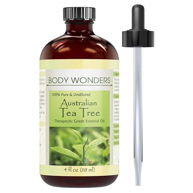 OETUIOW Body Wonders 100% Pure Australian Tea Tree Oil -4 fl oz Bottle- Finest of Essential Oils from Australia for Aromatherapy