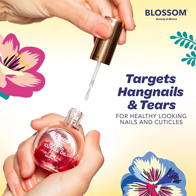 Blossom Cuticle Oil for Nails, Hydrating, Moisturizing, Scented Nail Oil Cuticle Care, Infused with Real Flowers, Made in USA, 0.92 fl. oz, Pineapple