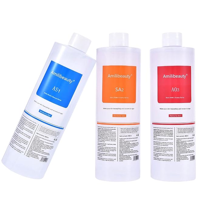 Serums AS1 SA2 AO3, 400ml Peeling Solution Salon Skin Scrub, Facial Cleansing Moisturizing Skin Care, for Small Bubble Skin Care Facial Mask Machine, Ideal Gift for Women
