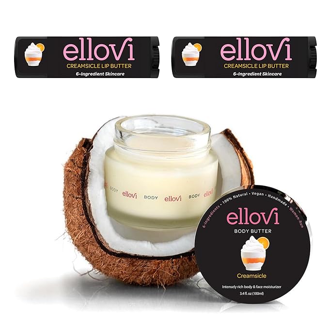 Creamsicle Lip & Body Butter Bundle | All-Natural, Vegan Skincare for Ultimate Hydration & Nourishment | Made with 6 Pure Ingredients | Ethically Sourced & Cruelty-Free