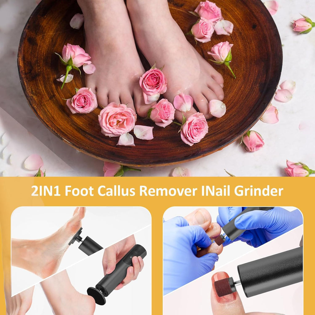 Upgraded Wireless Electric Callus Remover for Feet,6-Speed 2-in-1 Rechargeable Foot File Callus Remover with USB Charging & 3 Types of Sandpaper, Dead Skin Remover for Dry Cracked Heels,Black
