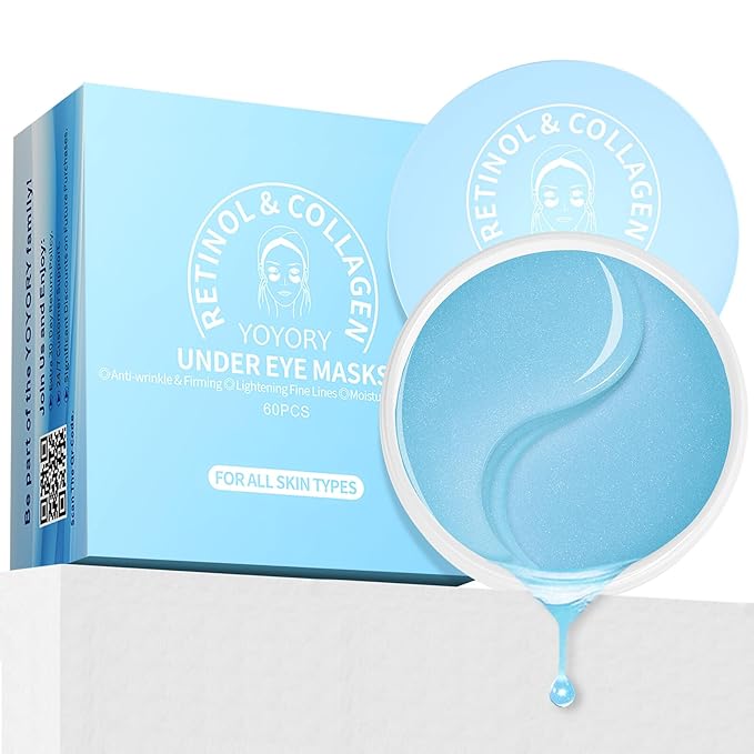 Under Eye Patches Masks - for Eye bags,Dark Circles,and Fine Lines,puffiness Smoothing Skin Care Treatment with Collagen and Hyaluronic Acid for Women and Men, (60 Pcs) Blue