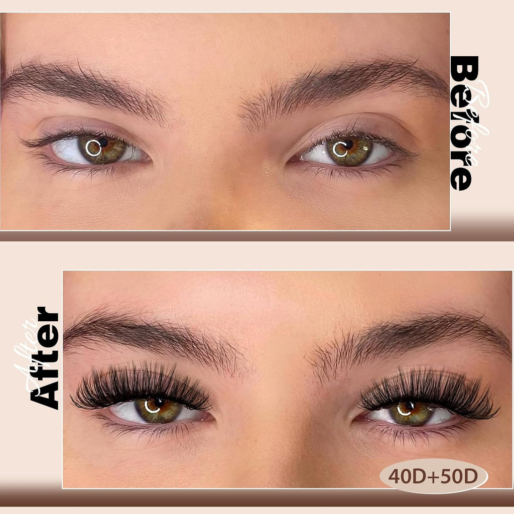 JMS&JMS DIY Lash Extension 280PCS Lash Clusters D Curl Individual Lashes 40D+50D 9-16MIX Cluster Eyelash Extensions at Home