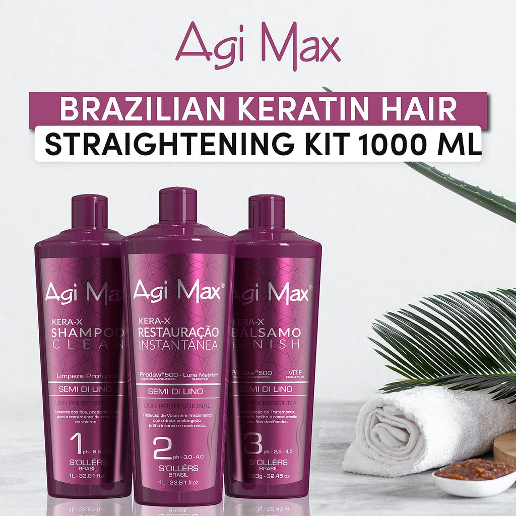 Brazilian Keratin Hair Treatment Kit 1000ml - 3 Steps - The Best Straightening!