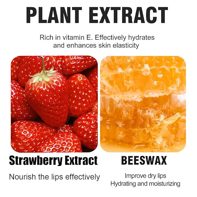 Strawberry Sleeping Lip Mask, Exfoliating Honey Balm, Hydrating & Prevention Dry and Cracked Scrubs Exfoliator, Repair Nourishes the Skin