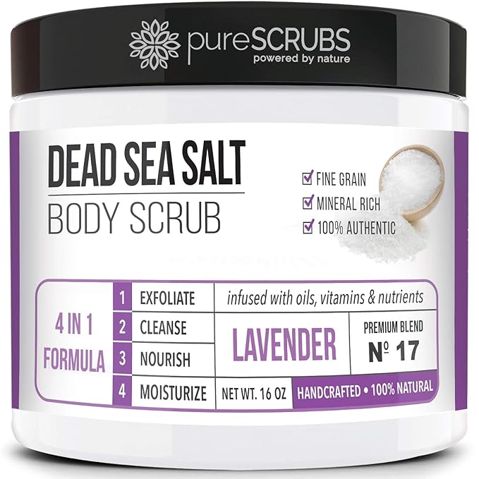 pureSCRUBS Lavender Dead Sea Salt Scrub + Jasmine Body Scrub