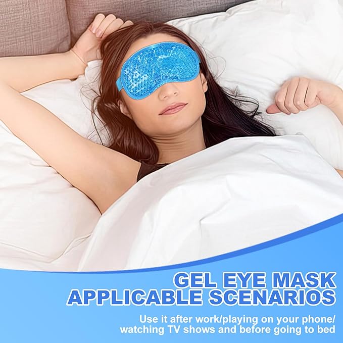 2Pack Cold Cooling Eye Mask, Reusable Hot Colder Therapy Gel Bead with Plush Backing for Puffiness Migraine Stress Relief Skin Care Dry Eyes