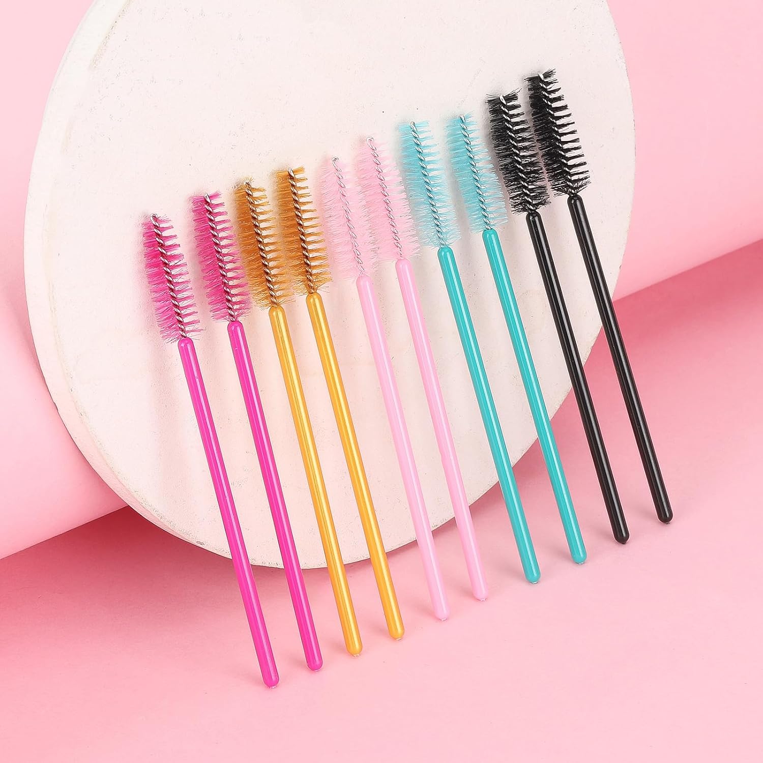 Tbestmax 500 Disposable Mascara Wands Eyelash Brush Spoolies for Eyebrow Eye Lash Extension, Makeup Brushes Applicators Kits - 5 Colors