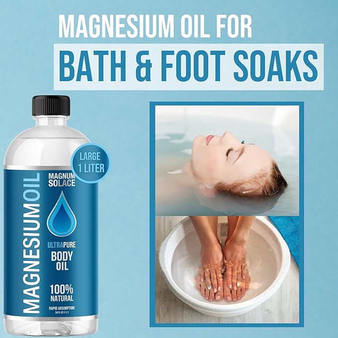Magnesium Oil for Muscle Recovery Bath Soak and Lavender Magnesium Lotion (2 Pack Bundle)