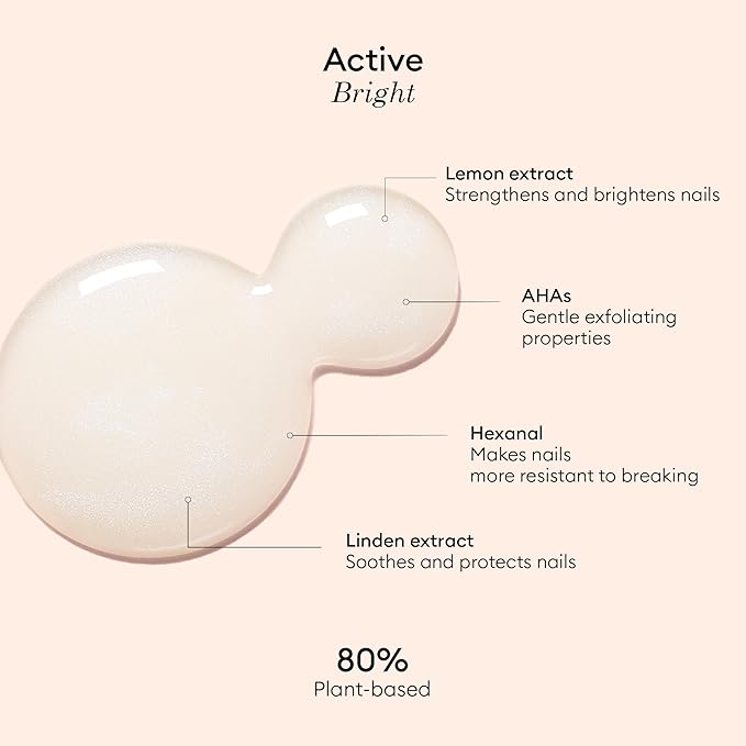 Manucurist Active Bright™ All in One Nail Perfector: Brightening Treatment Polish & Care - No Lamp - Vegan & Made in France - White Nail Polish - Nail Whitener & Brightener - Nail Strengthener