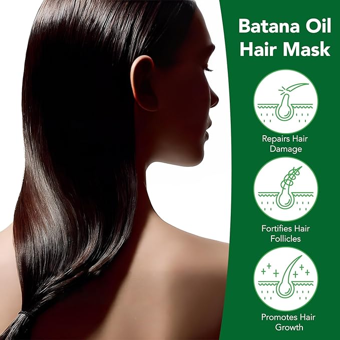 Hair Mask with Batana Oil, 2.1 Fl Oz - Deep Repair Conditioning Mask to Strengthen and Nourish Dry, Damaged & Frizzy Hair for All Hair Types, Biotin Hair Treatment