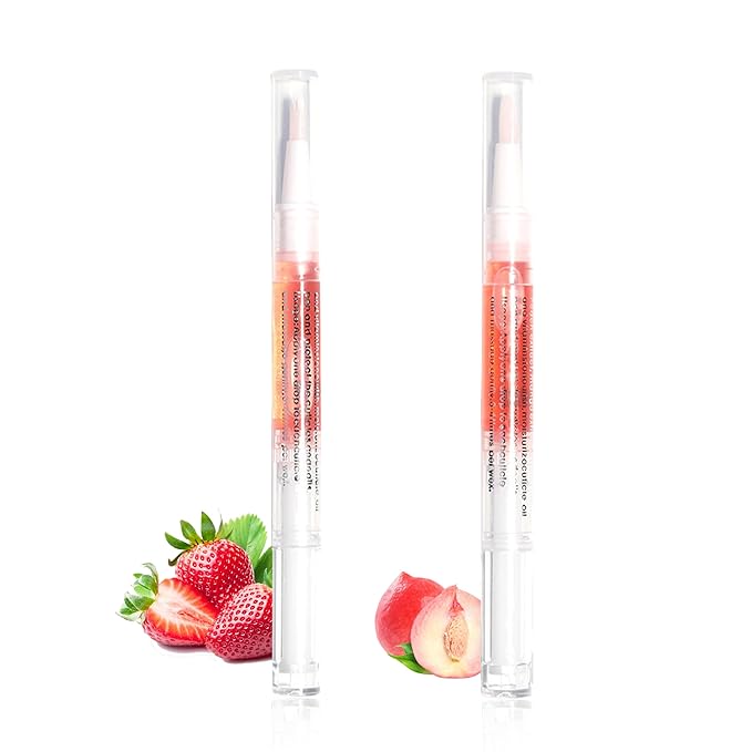 Cuticle Oil Pen for Nails Care,Nail Oil For Strength,Nourish Moisten Care Nail Cream To Reduce Nail Cracking and Dry for Weak Peeling Brittle and Thin Nails （Strawberries&peaches）