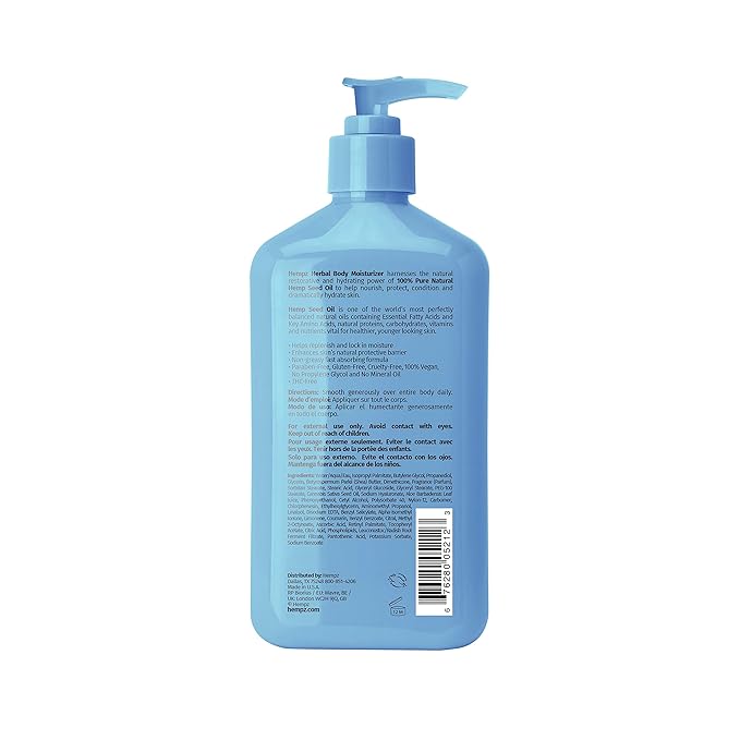 Hempz Body Lotion - Ocean Breeze Limited Edition Daily Moisturizing Cream, Shea Butter, Aloe, Body Moisturizer - Skin Care Products, Hemp Seed Oil - 17 Fl Oz