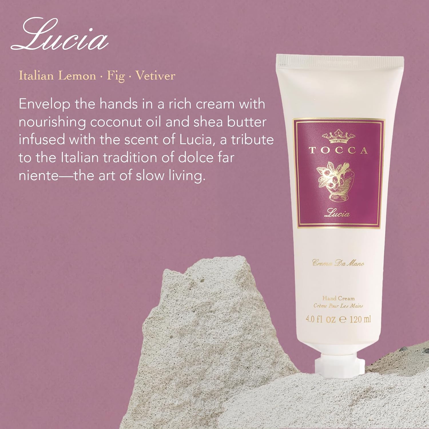 Tocca Crema de Mano Luxe, Stella Hand Cream, 4 oz - Blood Orange, Freesia, Spicy Lily - Moisturizing, Quick Absorbing