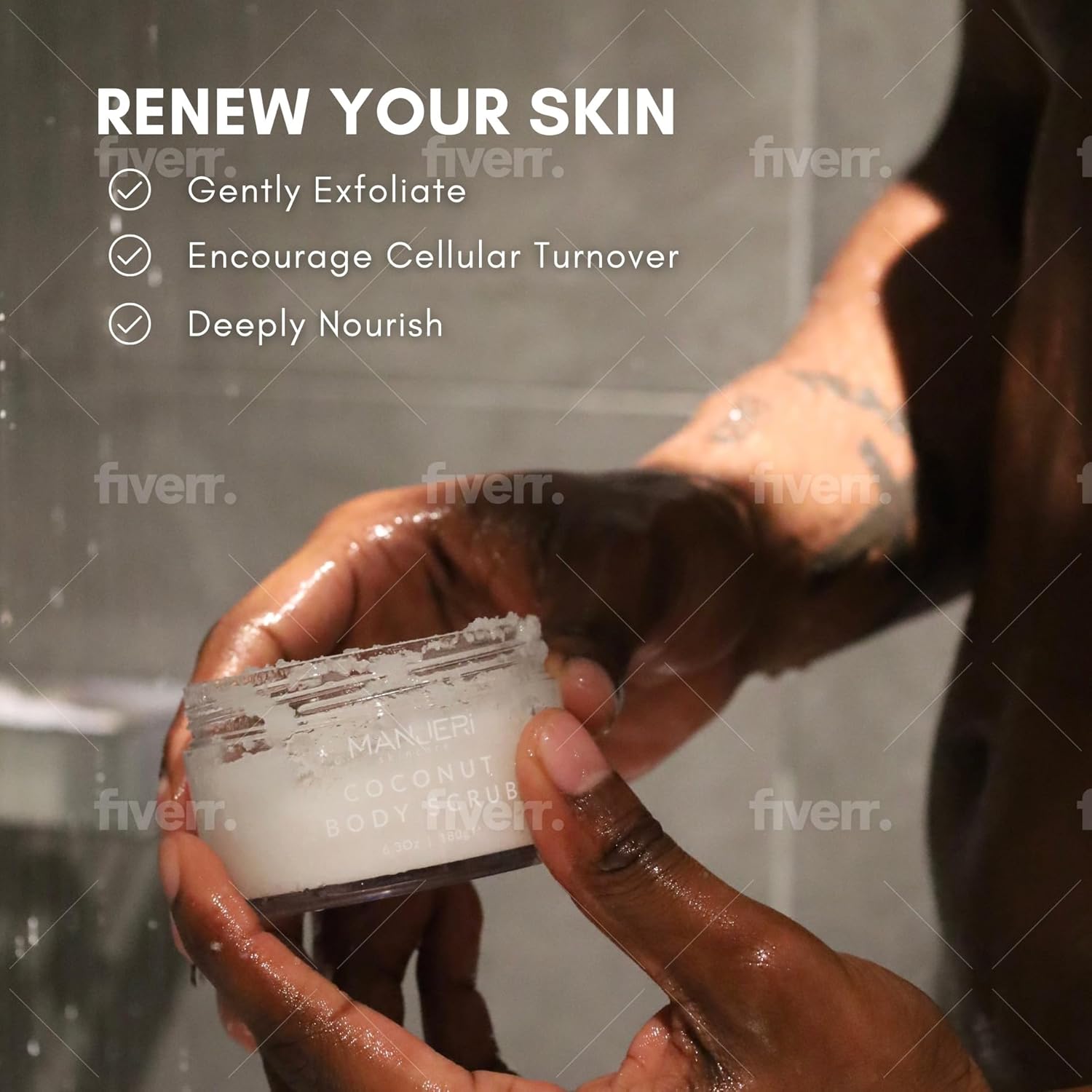 Coconut Bliss Body Scrub, Luxurious Exfoliator for Smooth, Soft Skin, Dead Skin Cell Remover, Hydrating and Nourishing Formula