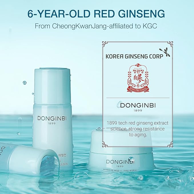 Donginbi Red Ginseng Hydra Bounce Cream Fresh Travel Kit - Hydrating and Nourishing Skincare Set, Hydra Bounce Softener 15 ml, Emulsion 15 ml and Cream 7 ml