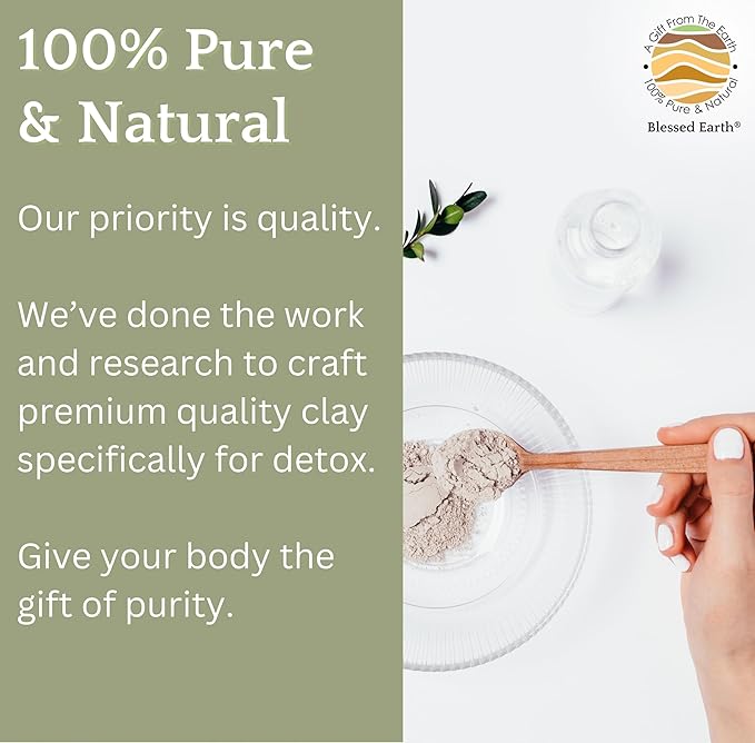 Blessed Earth® Detox Clay Bath, 100% Pure Sodium Bentonite Therapeutic Grade - Removes Toxins, Impurities and Contaminants, by Evenbetternow LLC, 4 lbs (64 oz)