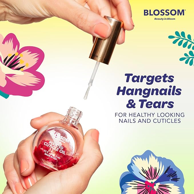Blossom Cuticle Oil for Nails, Hydrating, Moisturizing, Scented Nail Oil Cuticle Care, Infused with Real Flowers, Made in USA, 0.92 fl. oz, Lemon Cookie