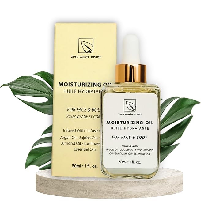 Moisturizing Oil for Face and Body – 100% Plant-Based, Vegan, and Cruelty-Free – Hydrating Blend with Argan Oil, Jojoba Oil, and Sweet Almond Oil – Plastic-Free Packaging – 30ml