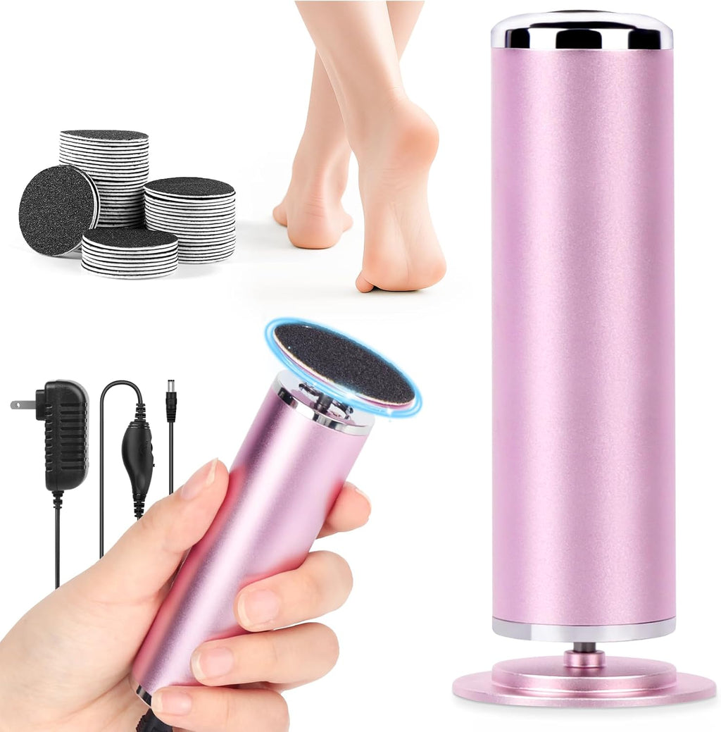 LIONVISON Electric Foot Callus Remover: Adjustable Speed Foot File for Cracked Heels - Working Women's Summer Pedicure Tool with 60pcs Sandpaper Discs - Dead Skin Remover for Dry Feet at-Home