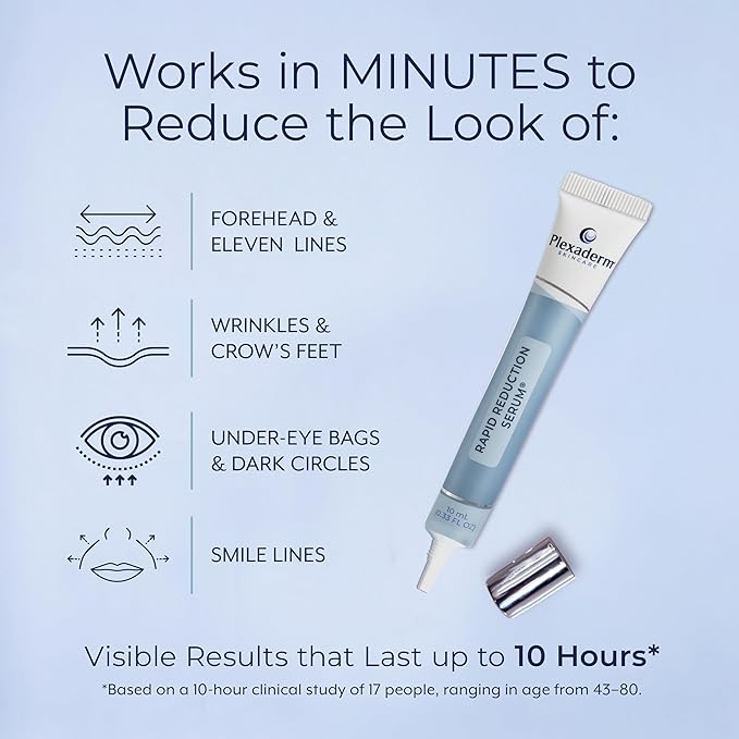 Plexaderm Rapid Reduction Eye Serum - Visibly Reduces Under-Eye Bags, Wrinkles, Dark Circles, Fine Lines & Crow's Feet Instantly, Anti Aging Wrinkle Remover for Face, 3 Full Size Tubes