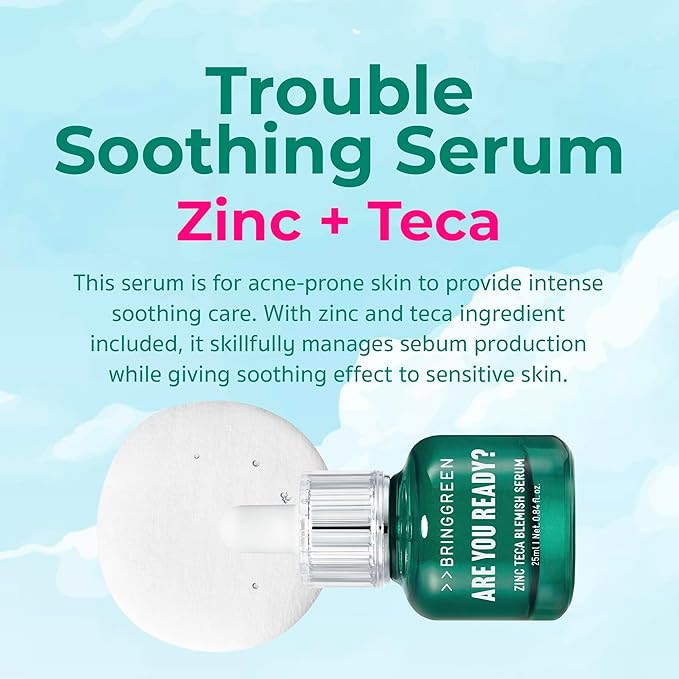 BRING GREEN X NETFLIX SQUID GAME Edition Zinc Teca Serum 25mL | Calming Serum for Skin Soothing & Oil Control | Includes Free Gonggi Tossing Game as Seen in Squid Game