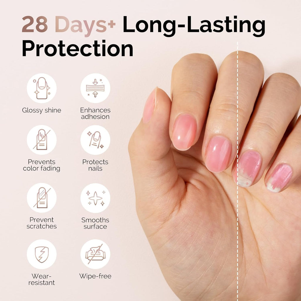 MelodySusie 2PCS Hema Free Gel Top Coat and Base Coat Set,Hema Free,Hpma Free,Tpo Free,No Wipe,Soak off UV LED Drying,Long Lasting Gloss Shiny 15ML