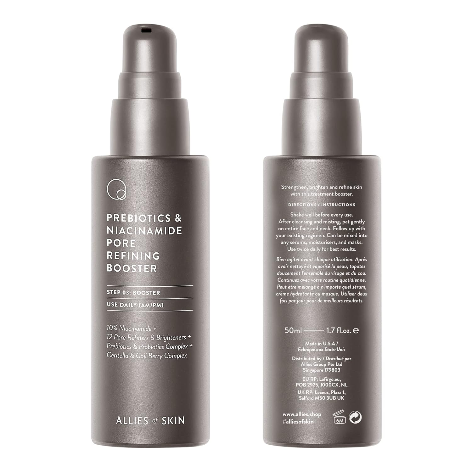 Allies of Skin Prebiotics & Niacinamide Pore Refining Booster: 10% Niacinamide, Goji Berry, Lysophosphatidic Acid. Pore Reducing Serum. Firms & Brightens. Strengthens Skin Barrier 1.7 oz / 50 ml
