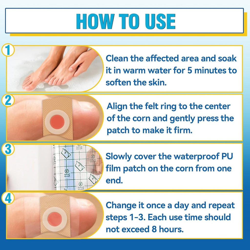 Corn Removers for Toes, Feet, 24 Packs Corn Pads for Toes with 12 Large Size and 12 Small Size, Gentle and Safe Corn Callus Remover Cushions Stick to Keep Your Skin Healthy, Relieve Corn Pain