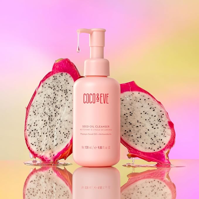 Coco & Eve Seed Oil Cleanser. Gentle Makeup Remover, Cleansing Oil to Dissolve SPF, Impurities. Antioxidants, Vitamin E for Glowy Skin (4.06 fl oz)