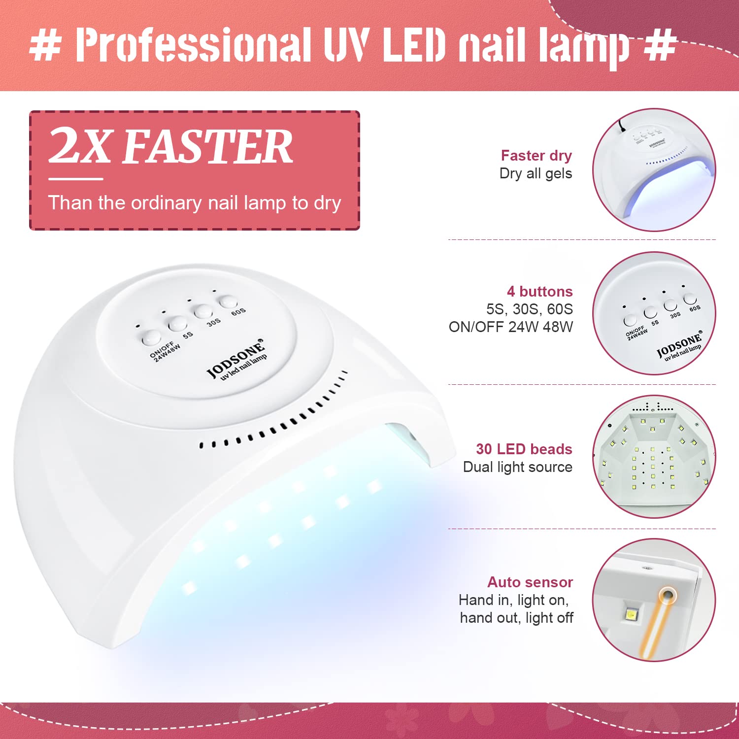 JODSONE Gel Nail Polish Kit with U V Light 36 PCS Classic Black and White Nude and Blue Purple Gel Polish Set with Manicure Tools Suitable for All Sea