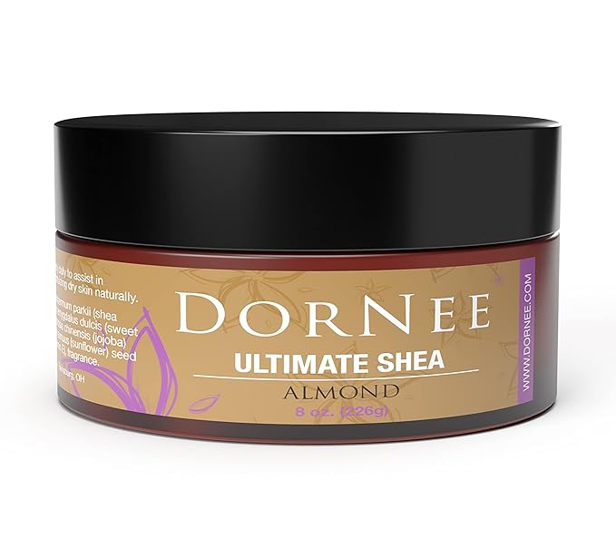 DorNee’ Ultimate Shea Butter Almond Scented, Natural Moisturizing, Ultra Rich, Fragrant, Shea & Jojoba Oil Blend (8 oz)