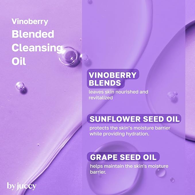By Juccy Vinoberry Blended Cleansing OilㅣDeep Pore Cleansing, Makeup Remover for All Skin TypesㅣSunflower Seed & Grape Seed Oil, Vinoberry Blends| Korean cleansing oil, Korean Skincare 5.07 Fl oz