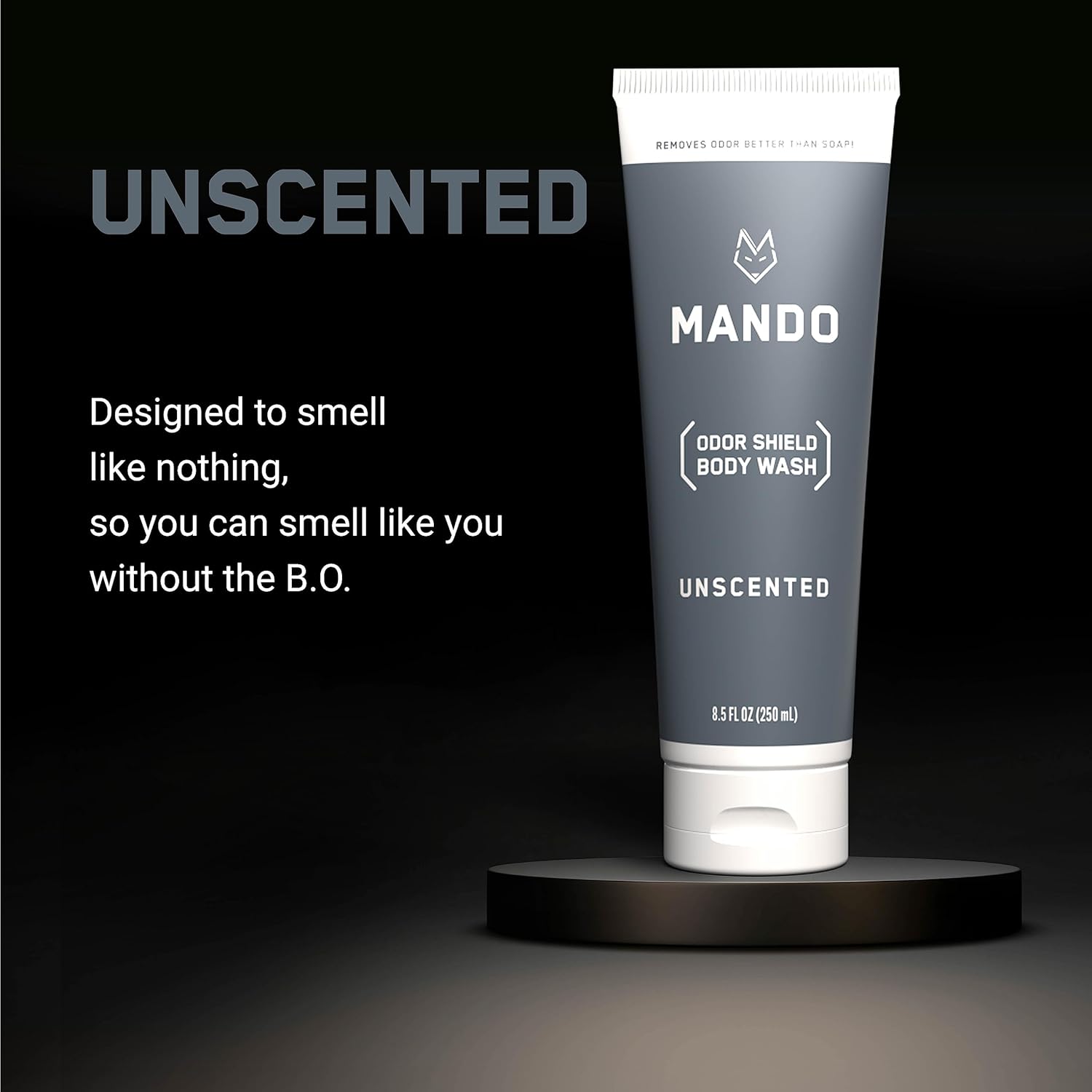 Mando Odor Shield Body Wash - 24 Hour Control - Removes Odor Better than Soap - SLS Free and Paraben Free, Skin Safe - 8.5 Ounce (Unscented)