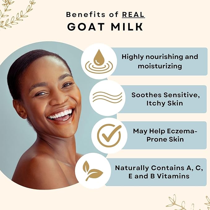 Goat Milk Lotion, Vanilla Bean - Home & Away Set, Natural, Body/Hand - Goat Milk Hand Cream for Women and Men - Dry Skin Relief - Vanilla Lotion - 8oz & 2oz Travel Size Tube