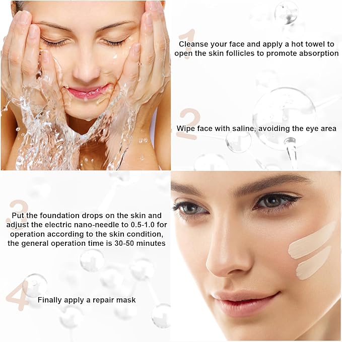 BB Facial Glow Serum Starter Kit Hyaluronic Acid Essence Foundation Skin Care Kit 0.27oz 12 Vials, Combined With Niacinamide and Peptides To Brighten Skin Tone Anti-Aging Foundation Light Rose