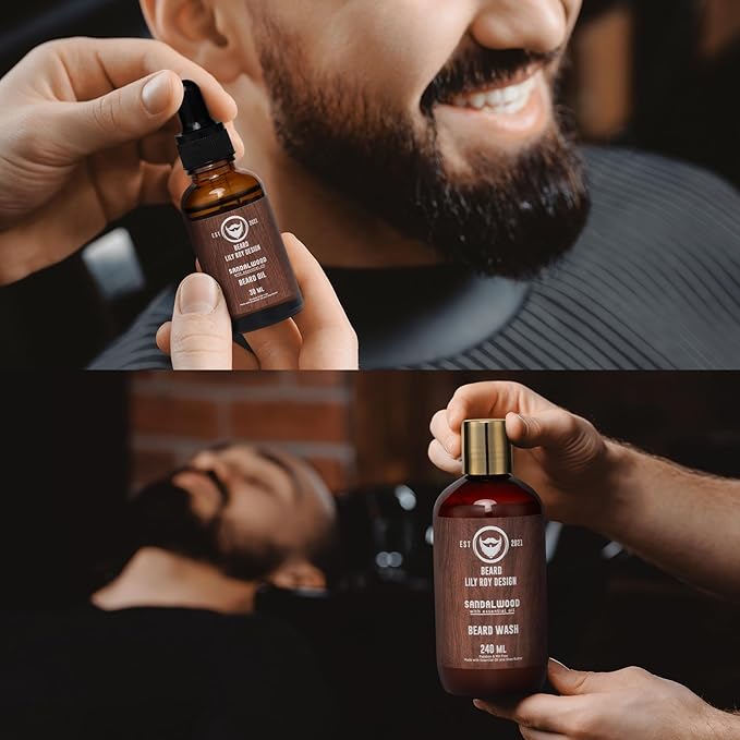 Father’s Day Gift - 12Pcs Sandalwood Men's Bath & Beard Gift Set for Men, Self Care Set with Beard Wash | Luxury Grooming Kit for Dad, Husband, Boyfriend, Christmas, Valentine’s, Birthday Gift for Him