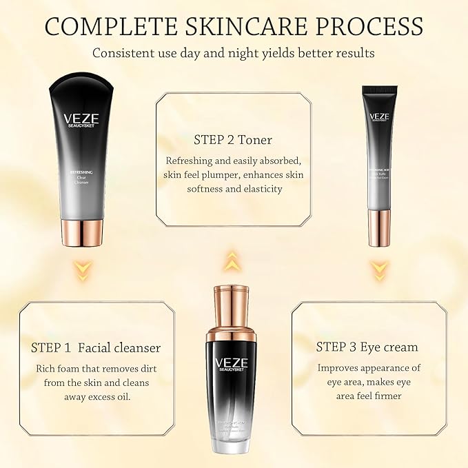 Truffle Anti-Wrinkle Skin Care Large Set Beauty & Personal Care with Cleanser, Toner, Lotion, Essence, Face Cream, Eye Cream Gift Sets Care Package for Women Mother Travel Skincare Kits (7 pcs)